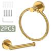 2Pcs Toilet Paper Holder and Towel Ring Set Stainless Steel Bath Towel Hanger Wall Mount Bathroom Hardware Accessories for Home