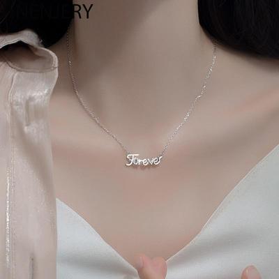 Mikrozirkon-Buchstabe FOREVER-Halskette für Frauen, einfache Schlüsselbeinkette, Freundgeschenk