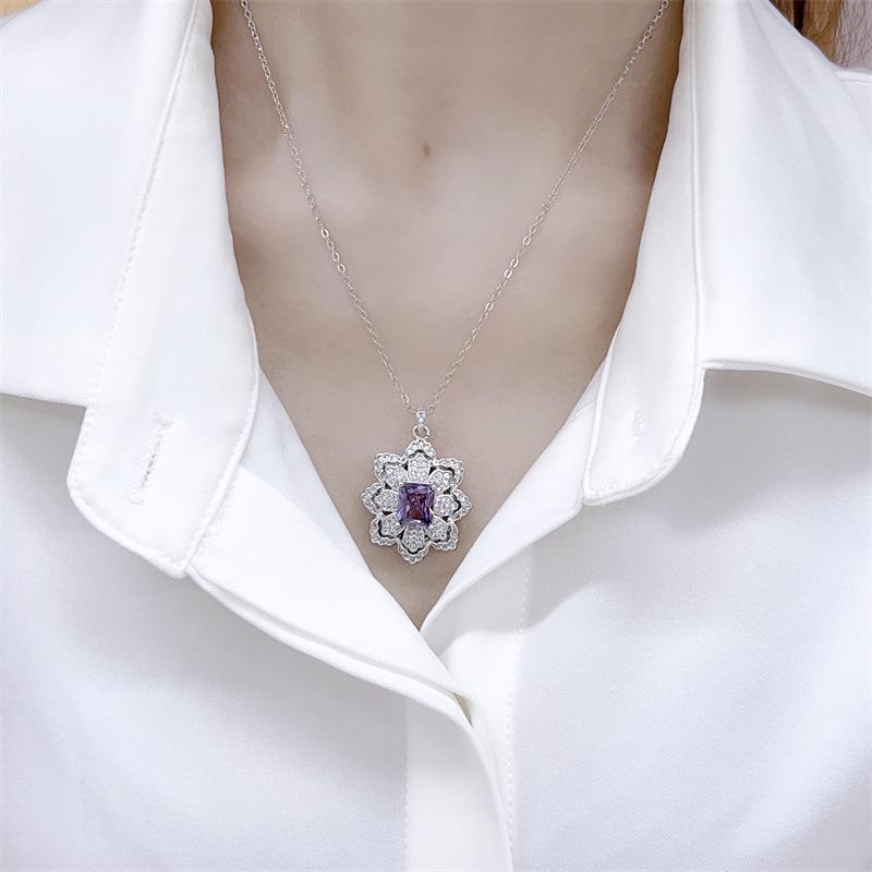Elegant Purple Gemstone Jewelry Set: Necklace, Earrings, Ring & Pendant