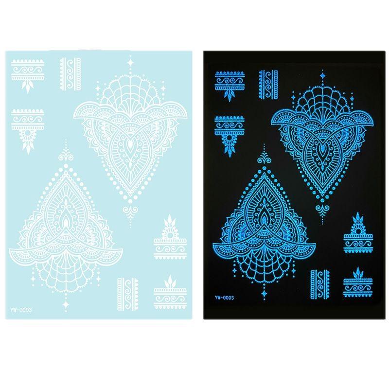 Luminous Tattoo Sticker Indian Lace Tattoo Sticker Hollowed Out Hand Henna Tattoo
