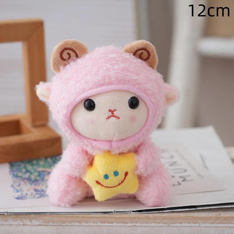 Cute Plush Bib Sheep Keychain Cartoon Animal Stuffed Charm for Backpack Decoration Girls Easter Gift