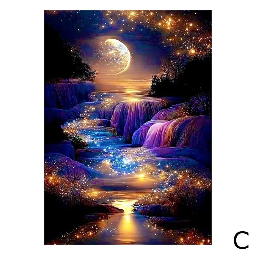 Diamond Art Canvas And Matching Diamond Art Stickers Diy Diamond Art Painting Mosaic Moon Home Decor Wall Art Square Round Drill