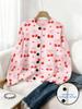 Spring Digital Print Cardigan: Valentine's Day Loose Knit Women's Fashion Top