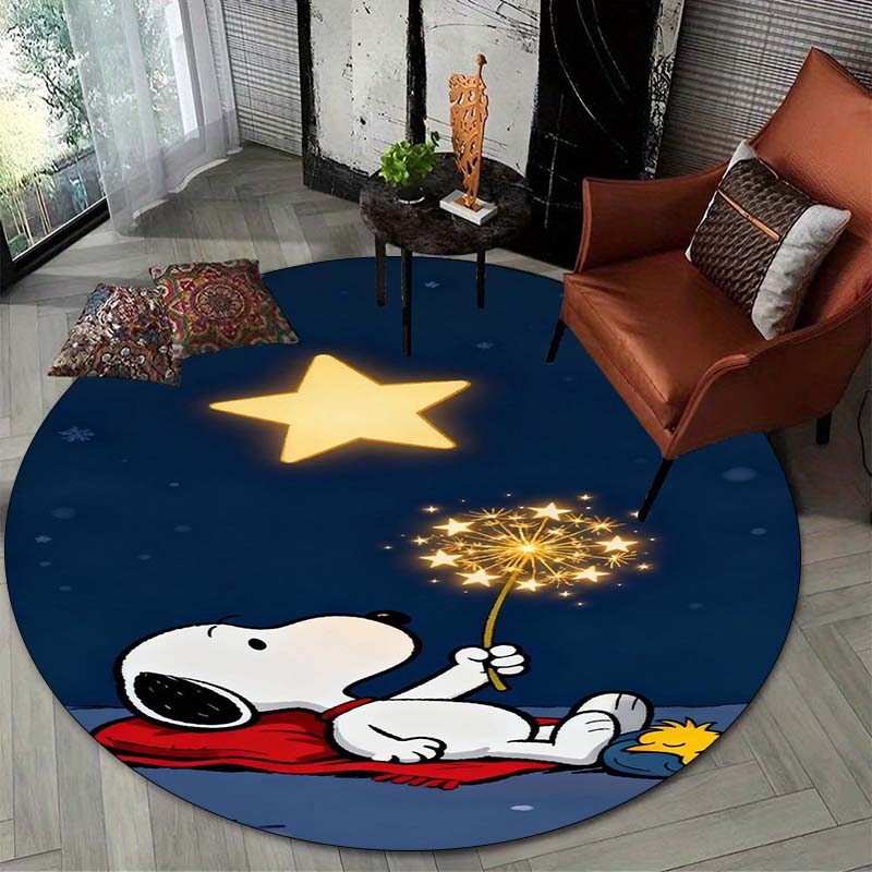 Lucky Red Rose Printed Round Carpet Anti Slip and Easy To Clean Ideal Carpet for Home or Vacation Homes Durable and Affordable