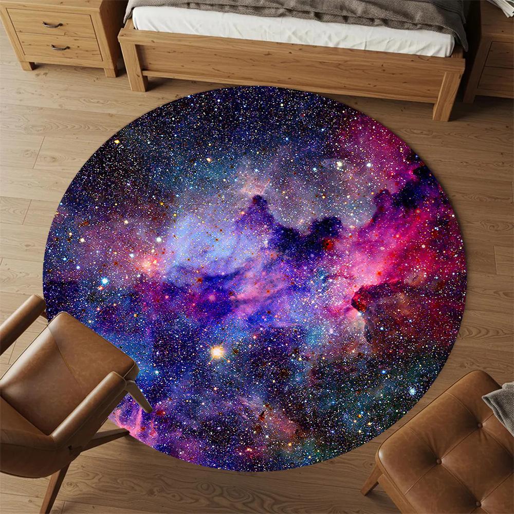 1pc space nebula Round Chair mat Area Rug - Non-Slip, Floor Mat for Office, Bedroom, and Indoor Decor c1118243