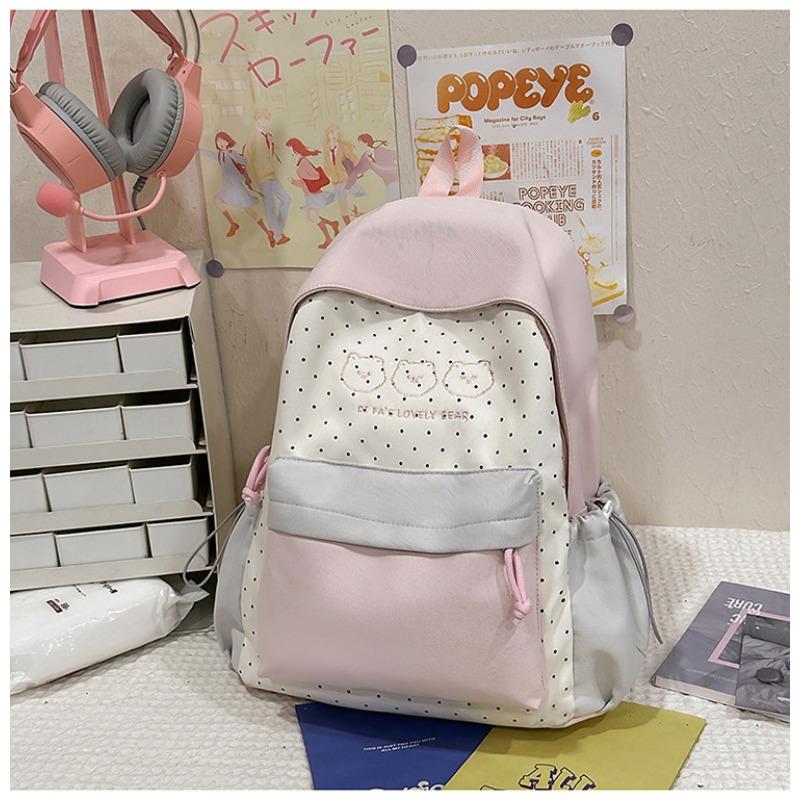 School bag female ins wind Korean version backpack contrasting colors Harajuku college wind campus junior high school students backpacking trip