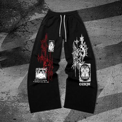 Gothic-Style Printed Men's Casual Jogging Pants: New Spring Campus Collection