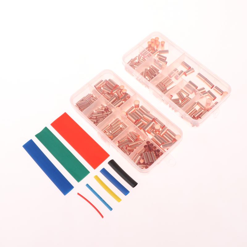 125/250/414/578Pcs Copper Non Insulated Electrical Butt Terminal Assortment Kit With Box Wire Ferrules Set Wiring Range 1-16mm ²