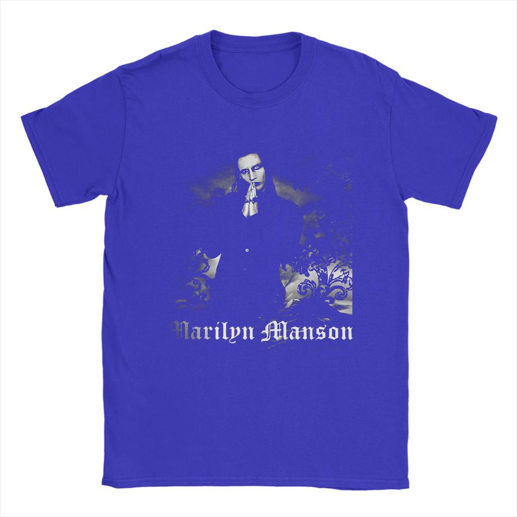 Men T-Shirt Marilyn Manson Gothic Singer Hipster 100% Cotton Tee Shirt Music Rock and Roll T Shirt Round Neck Merch Plus Size