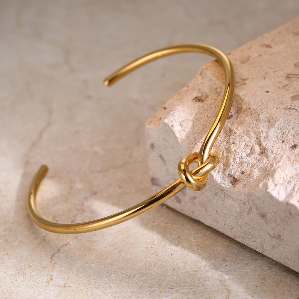 Modern Gold Knot Bangle for Women - Simple, Elegant, Open Design
