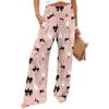 Women's Casual Time Straight Leg Pants Print High Waist Pants With Pockets