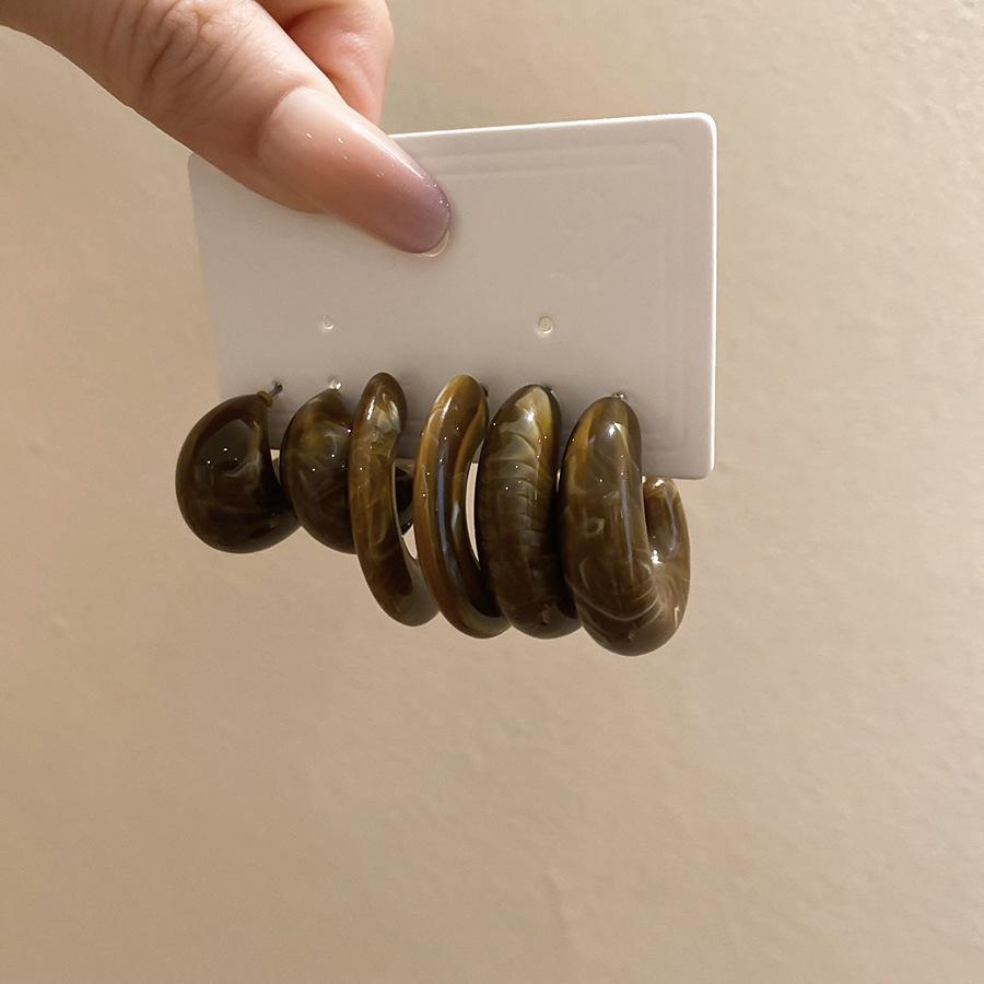 Retro Hong Kong Style Silver Needle Leopard Print Circle Earrings Light Luxury High-end Temperament Earrings Niche Earrings Women