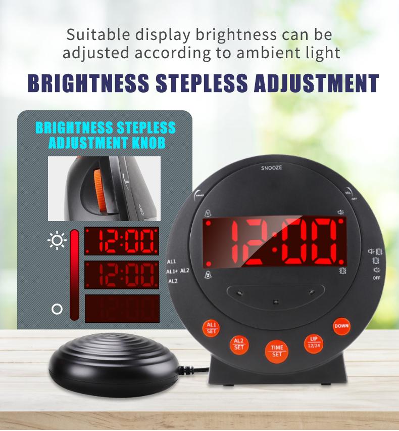 Phone Call Vibration Clock with 3 Vibration Beeping Choice Reminder Deaf Alarm Clock for Hotel Home Use