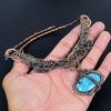 Turquoise 999 Copper Wire Wrapped Necklace with Adjustable Chain, Handmade Gemstone Jewelry Necklace For Memorial Day
