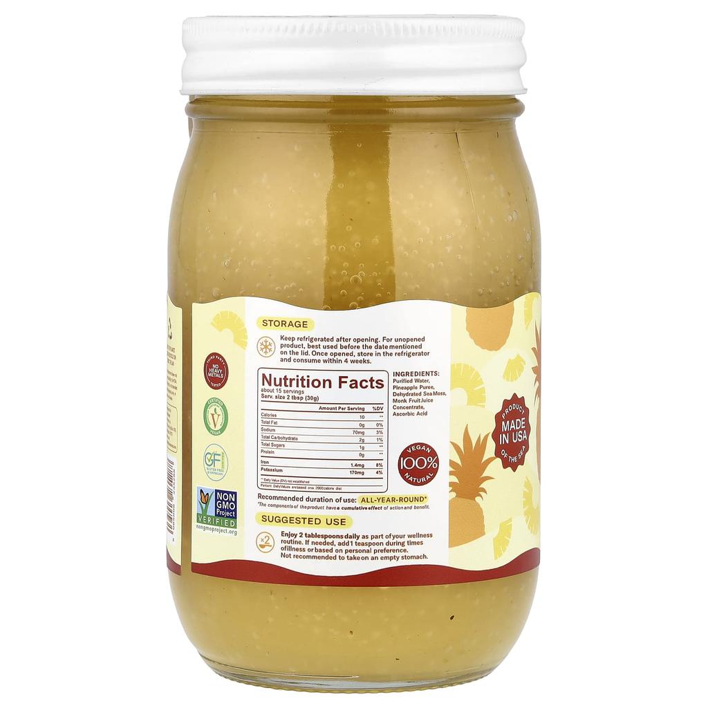 True Sea Moss, Sea Moss Gel, Pineapple, 473ml (16 fl oz)