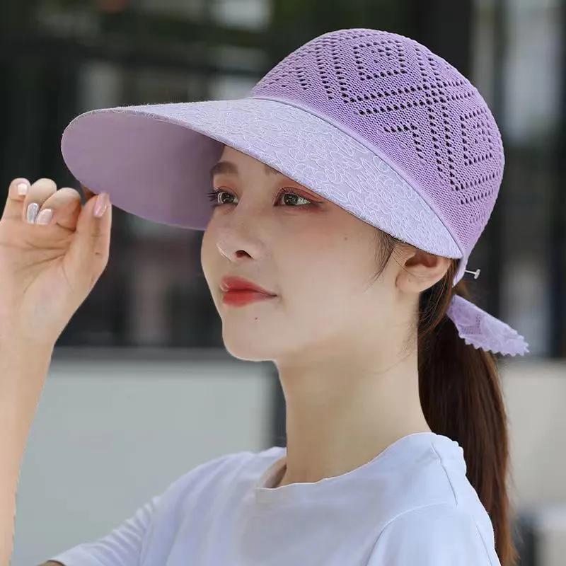 WTEMPO Sommer Aushöhlen Einfarbig Sonnenhüte Frauen Breite Krempe Outdoor Atmungsaktive Faltbare Strand Sonnenschutzhüte