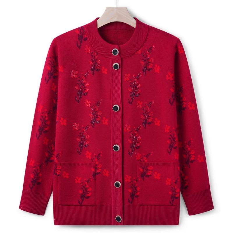 The New Mother's Autumn Sweater Jacket Medium and Old Knitted Sweater Cardigan Top the Elderly Grandma Clothes