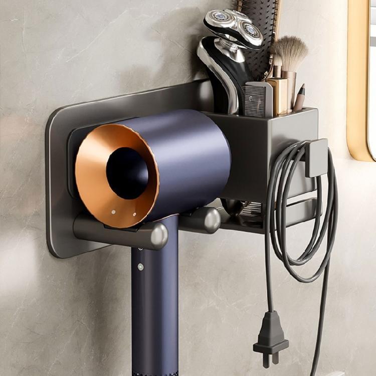 Hair Dryer Holder Hair Straightener Organizer Wall Mounted Storge Box Bathroom