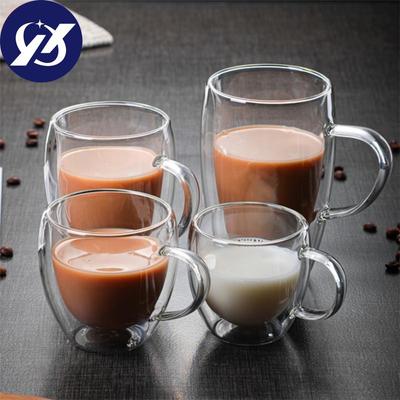Doppelwandige Glas-Teetasse, hitzebeständig, Kaffee- und Milchbecher, transparenter Wassertrinkbecher