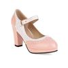 Patent Leather Yellow Purple Patchwork Round Toe Elegant Woman Office Pumps Platform Block High Heels Mary Jane Brogues Shoes Ladies Large Size 47 48