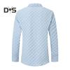 Fall Spring Men Shirt Button Turn-down Collar Long Sleeves Loose Plaid Applique with Chest Pocket Daily Wear Business Bottoming Top