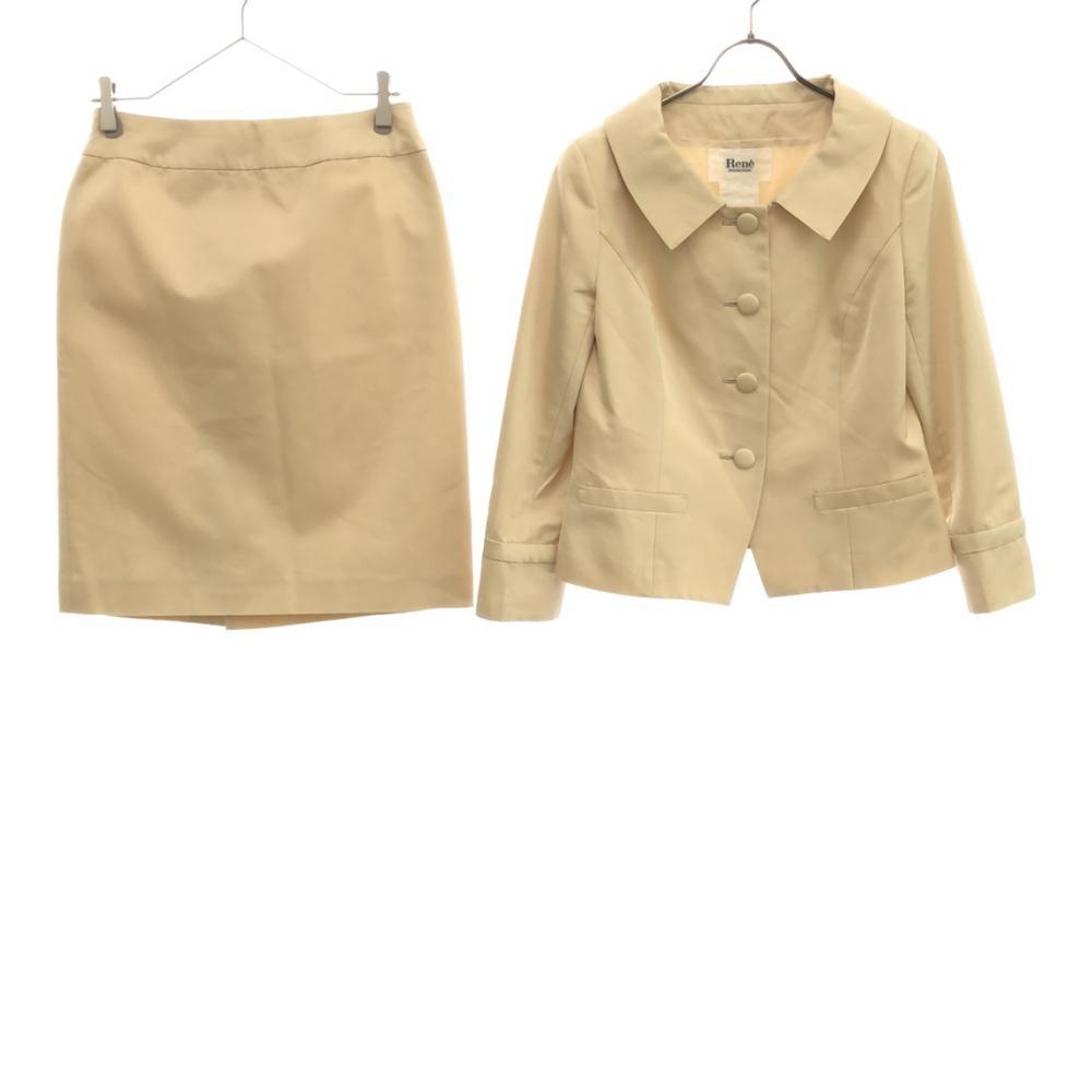 

Rene Сделано в Японии шерсть и шелк блейзер и юбка костюм комплект 38 бежевый Женский Б/у