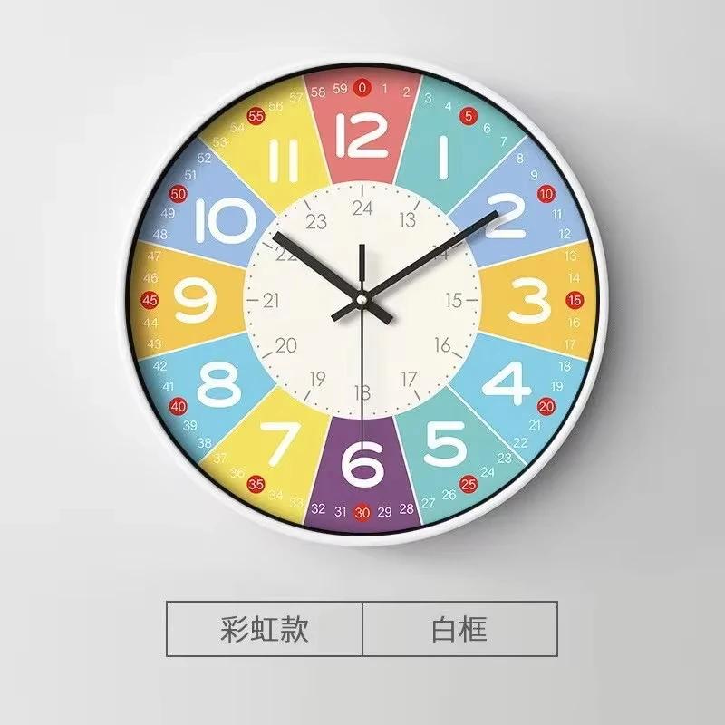 Neue 8 Zoll Runde Wanduhr Modernes Design Leise Zeitmesser Für Kinder Wohnzimmer Schlafzimmer Lernuhren Dekorationszubehör