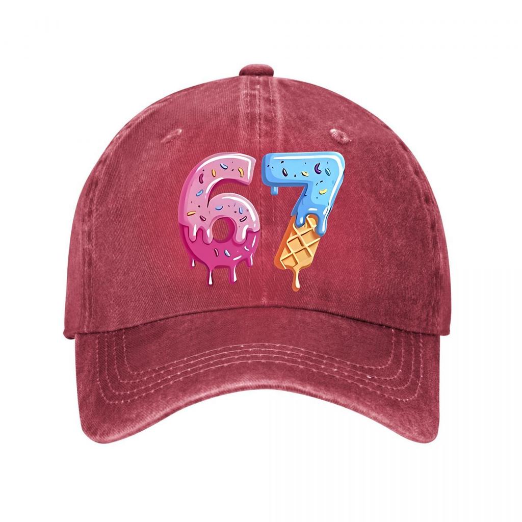 Ice Cream Donut Style Decorative Numbers New Vintage Washed Cotton Baseball Cap Parent Kids Sun Hats