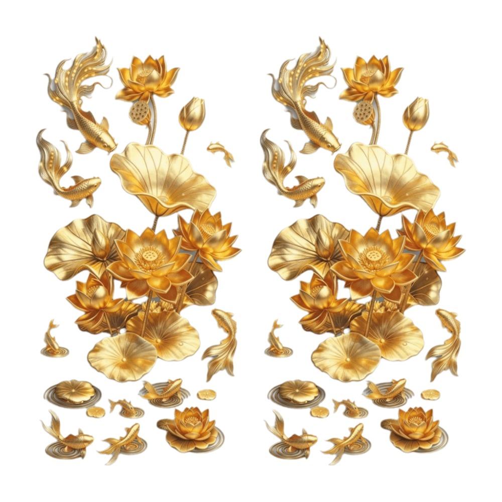 2Pcs Anti Static Flower Koi Sticker PVC Electrostatic Wall Sticker  Window Decoration