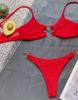 Women's Swimsuit Solid Color Simple Ring Sexy Bikini Two-piece Swimsuit Beachwear Bathing Suits