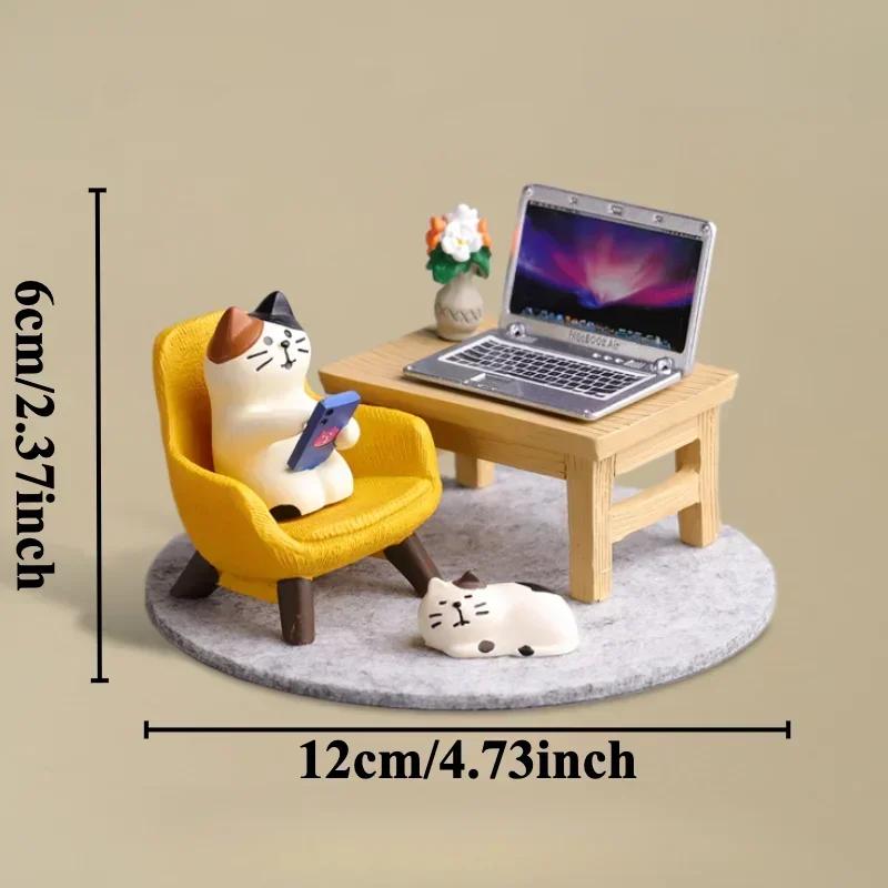

Cute Working Cat Resin Ornaments DIY Office Scene Creative Desktop Decoration Original Design Miniatures for Bookshelf Decor New