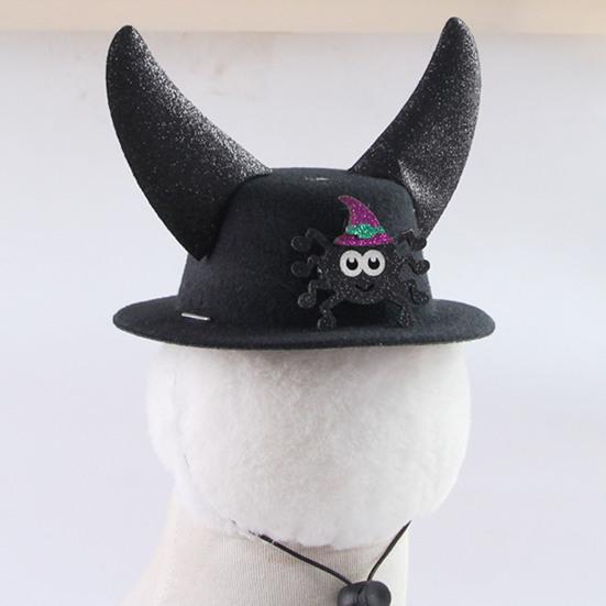 Halloween Pet Hat Cat Formal Hat with Horns Pumpkin Spider Hat Adjustable Headpiece for Small Dogs And Cats Holiday Costume Accessory