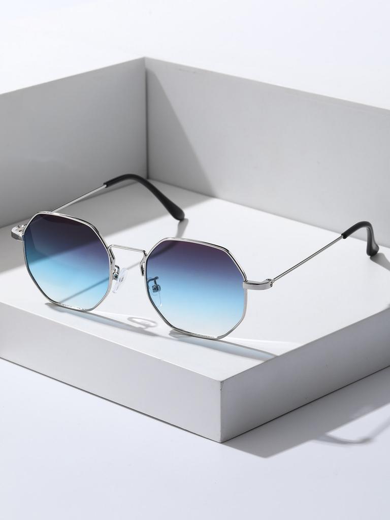 1PC Metal Irregular Fashion  Frame Women Sunglasses For Daily Life Men Shades Vacation Outfits Accessories.