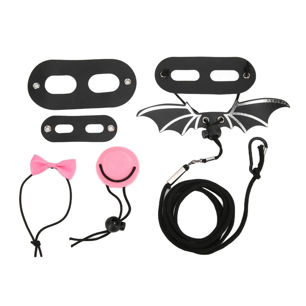 Reptilien Geschirr und Leine Verstellbares Eidechsen Zugseil Hut Fliege Set für kleine Haustiere(Rosa Hut Set Leine S)