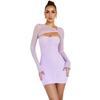 2026 Pure Desire Style Design Sense Long Sleeve Slim Fit Hip Wrap Skirt Women's Dress Mesh Yarn Hip Wrap