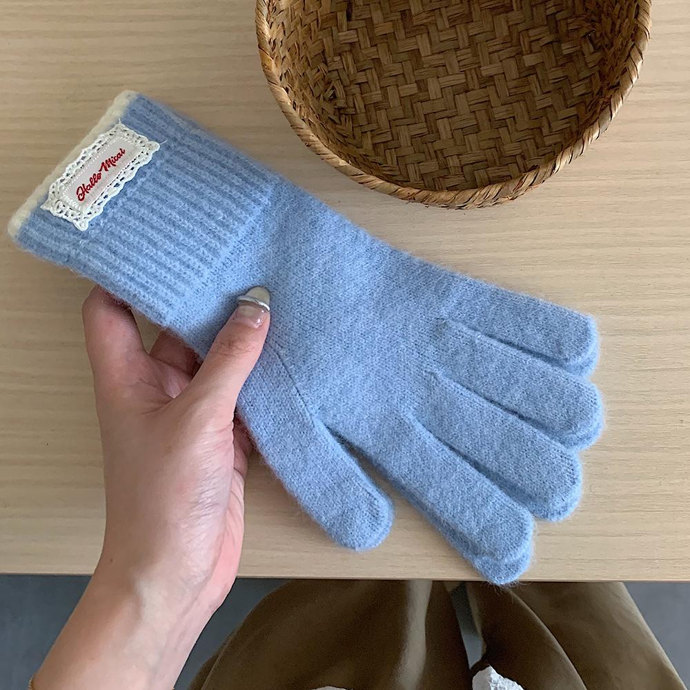 Wool Blend Knitted Gloves, Touchscreen Winter Gloves for Men & Women, Thermal Windproof for Outdoor Cycling, Hiking, Driving