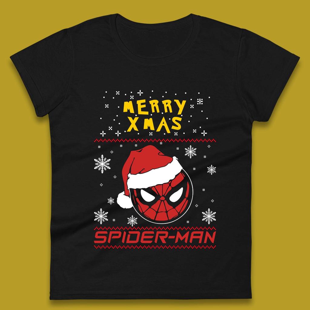 Merry Xmas Spider-Man Womens T-Shirt Mens Tops Tees Unisex