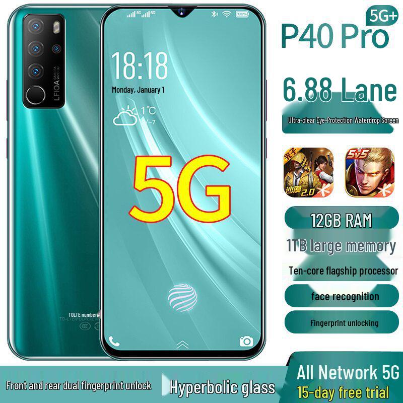 Genuine P40 5G Android Smartphone, 6.8" for Students & Seniors