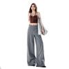 Spring Summer Thin Linen Cotton Textured Cool Drape Relaxed Wide Leg Casual Denim Pants For Ladies Casual Pants Oversize Denim Trousers