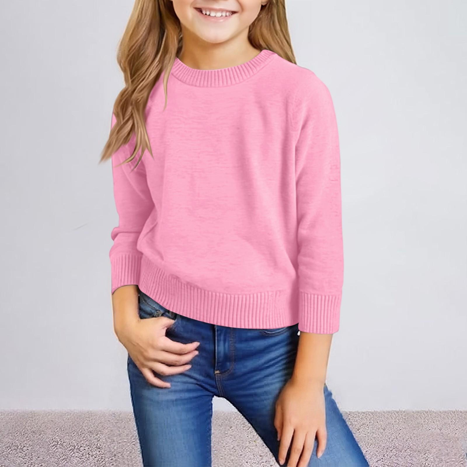 

Children s Fashion Casual Round Neck Sweater Knitted Bottoming Top 140 рожевий
