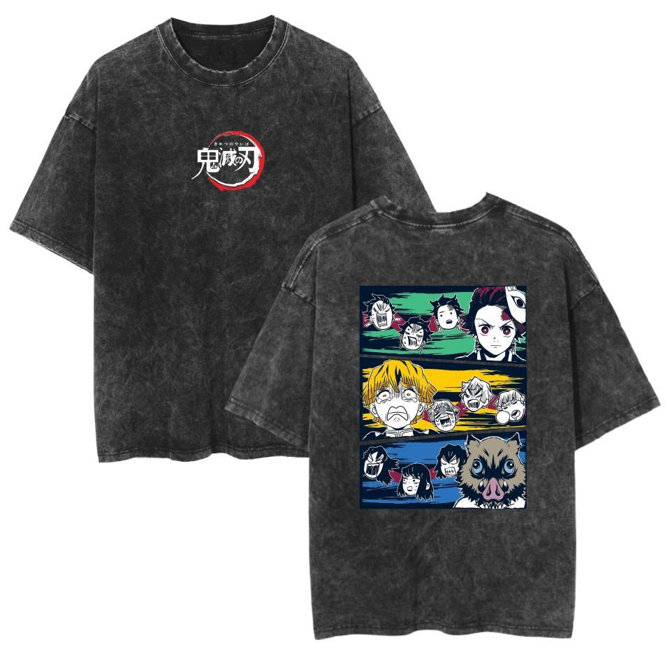 Anime Demon Slayer Kamado Nezuko Kawaii Printed T-shirt Men Women Casual Tshirts Washed Cotton Tee Harajuku Male Manga T Shirt
