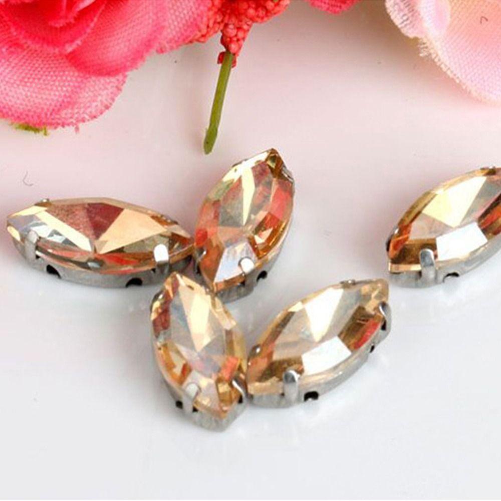 50Pcs/Pack With Silver Claw Glass Crystal Stones Sew On Diamond Beads Ornament  For Needlework