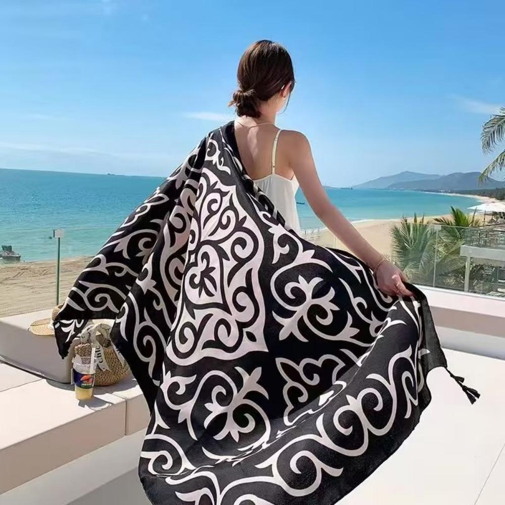 Chaka Salt Lake Great Northwest Tourism Ethnic Style Scarf Silk Scarf Women'S Summer Seaside Beach Shawl Sunscreen Thin