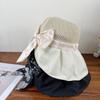 Women's Printed Bow Fisherman Hat with Large Brim Summer UV Resistant Folding Sun Hat