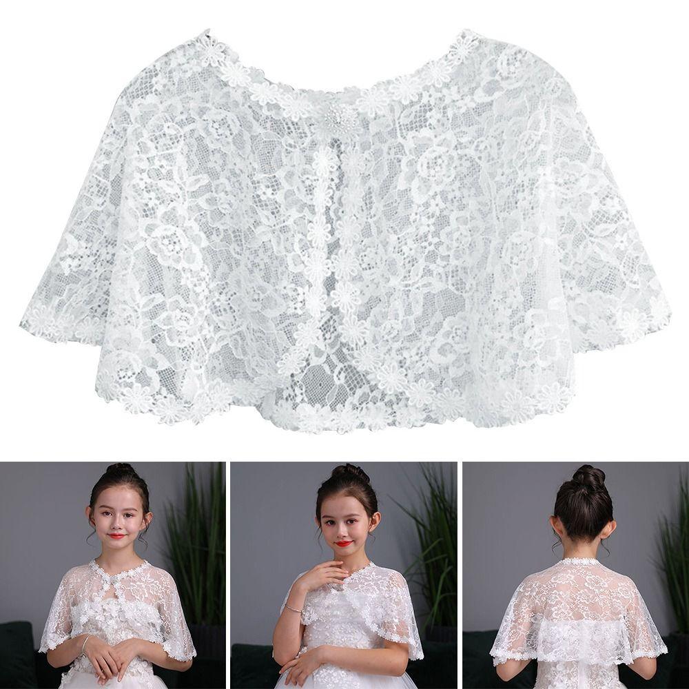 Short Kids Shawls Tulle Mesh Wraps Fashion Lace Cape Cover  Children Girls