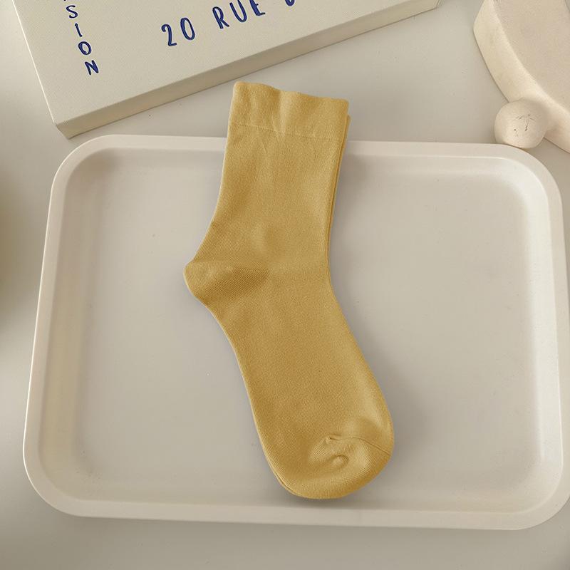 Women's High-Elastic Cotton Socks - Non-Binding, Soft, Anti-Pilling, Macaron Colors, Versatile and Comfortable Fit