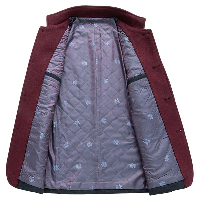 Manteau en laine à col montant pour homme, automne et hiver, manteau en laine à la mode pour homme d'âge moyen, manteau en laine