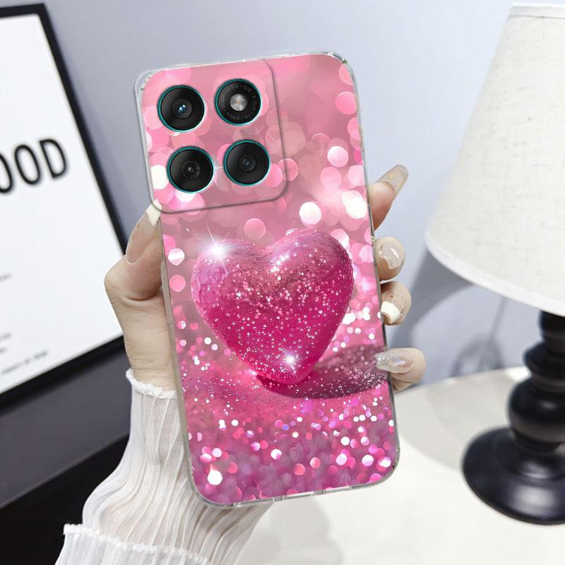 Phone Case For Moto Edge 60 Fusion Case Protect Cover For Motorola Moto Edge 60 Marble Butterfly Print Clear Soft Silicone Funda
