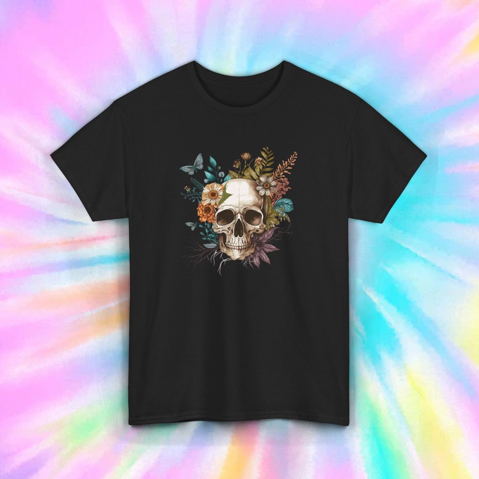 Skull Flowers Butterfly Gothic Aesthetic Boho Graphic Tee Shirt S-5XL 3XL