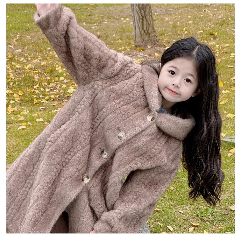 Dívčí kožich Dětský zahuštěný norkový sametový ekologický kožich Dětský zimní kabát